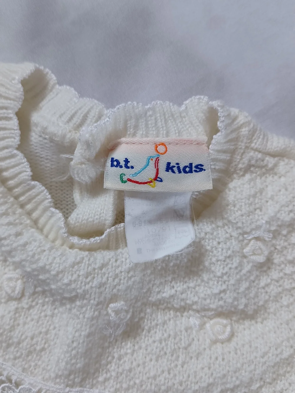 Vintage Baby Dress Sweater Knit Cream Winter White Ivory b.t. kids Size 6-9 mo.
